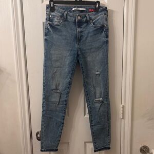 Celebrity Pink Distressed Skinny Jeans in Medium Blue Wash